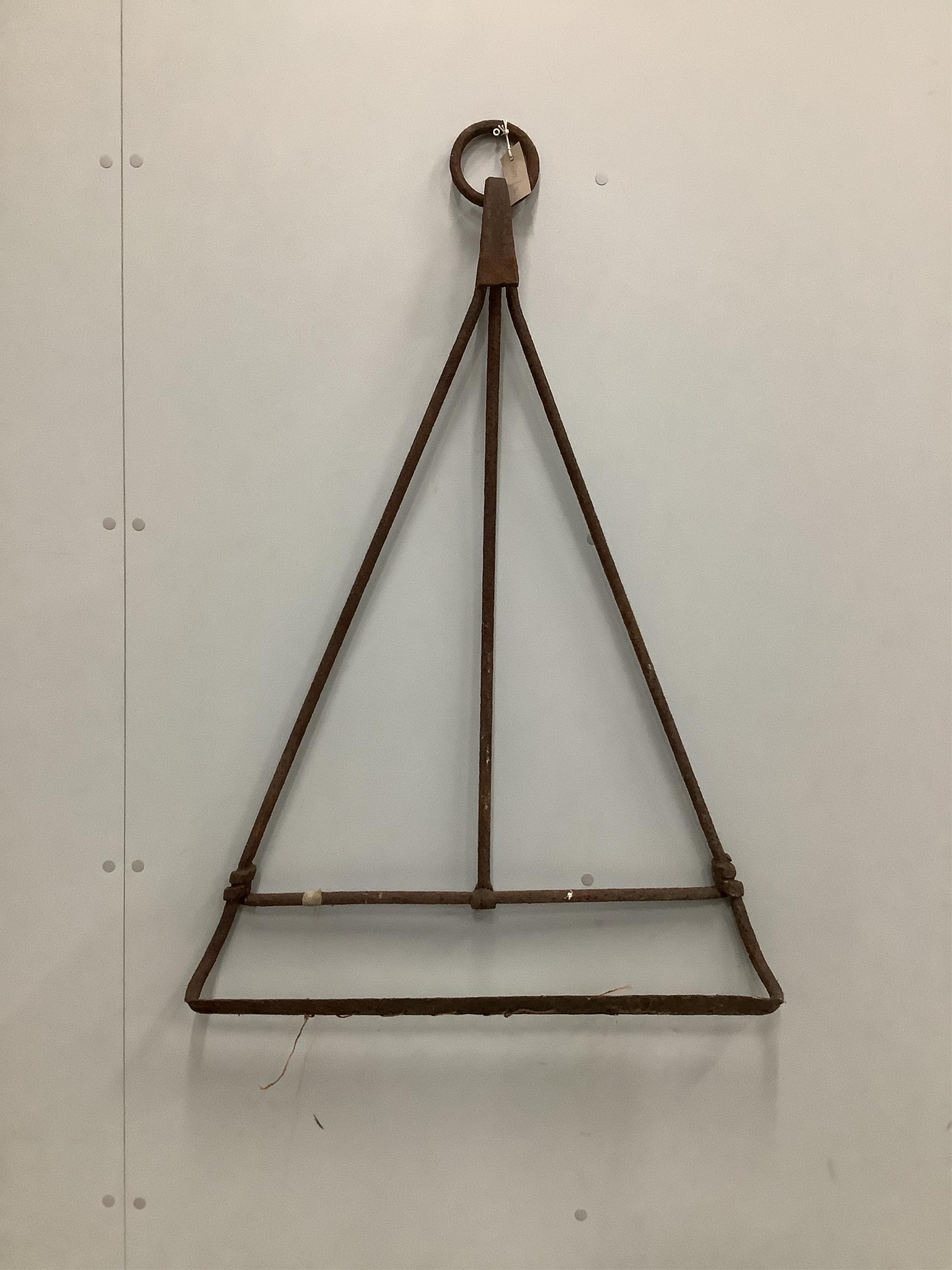 A Victorian iron oyster rake, height 102cm. Condition - poor